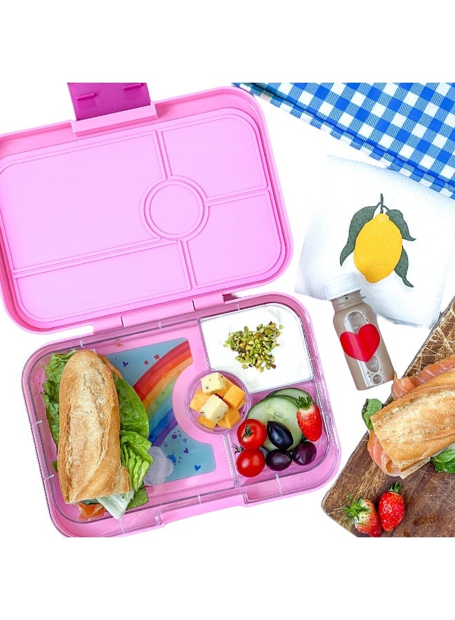 Yumbox Tapas Leakproof Bento Box, Lunch box for women, Teens and Kids, Large size, 4 compartment tray with large section for sandwich, salads plus sides and dip well (Capri Pink - Rainbow) - Image 3